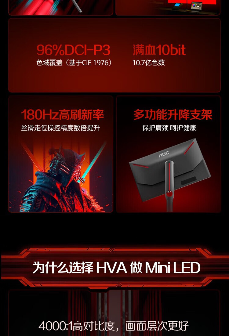 Aoc Q27G3XMN mini led qd hva 180hz - 二手或全新顯示器, 電腦